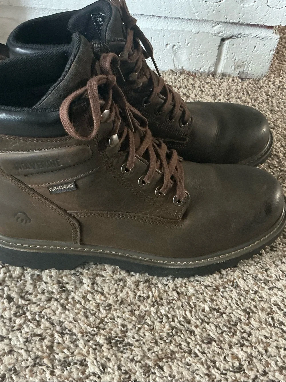 Wolverine Brown Leather Lace-Up Work Boots